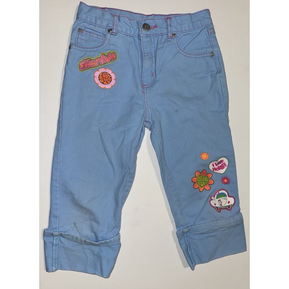 Vintage 2005 Herbie Fully Loaded Blue Cotton Pants Love Bug Decals Girls S 7/8 M